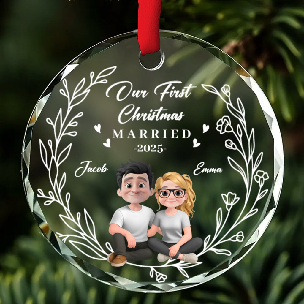 Custom Keepsake Christmas Ornament •  Our First Year As One - Personalized Glass Ornament