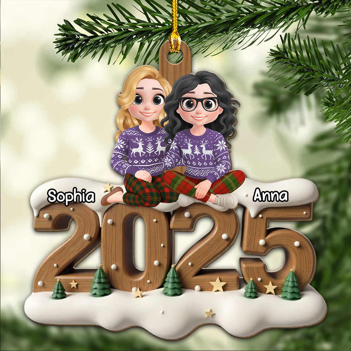 Custom Couple Christmas Ornament, Anniversary Gift •  You And Me Now Onwards - Personalized 3D Effect Wood Ornament