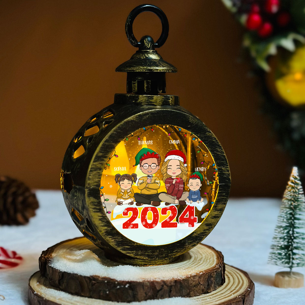 Custom Family Christmas Gifts, Holiday Decor • Family Forever - Personalized Christmas Lantern