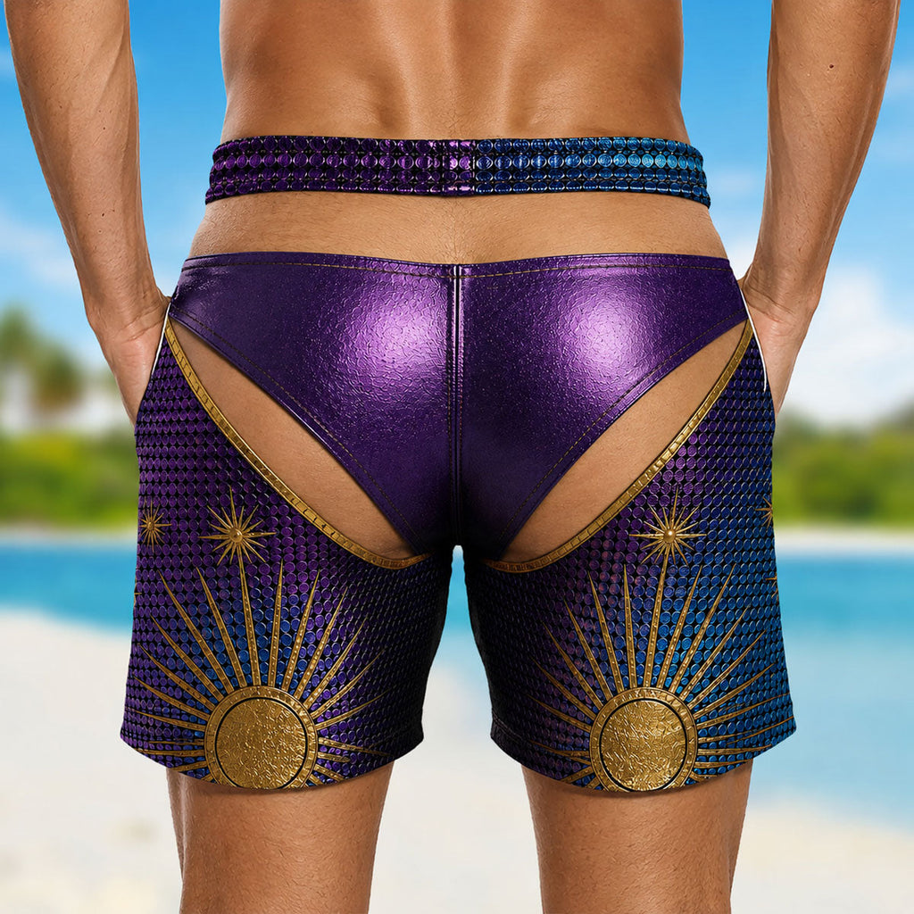 Custom Funny 3D Body Swim Trunks for Men, Birthday Summer Gift • Astro Peekaboo - Personalized Beach Shorts