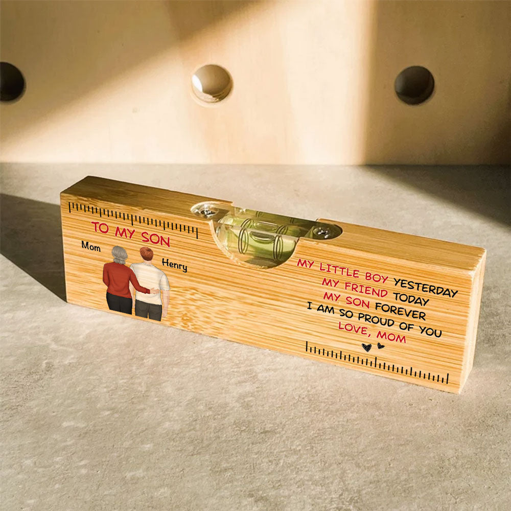To My Son Forever - Personalized Wooden Spirit Level Bottle Opener