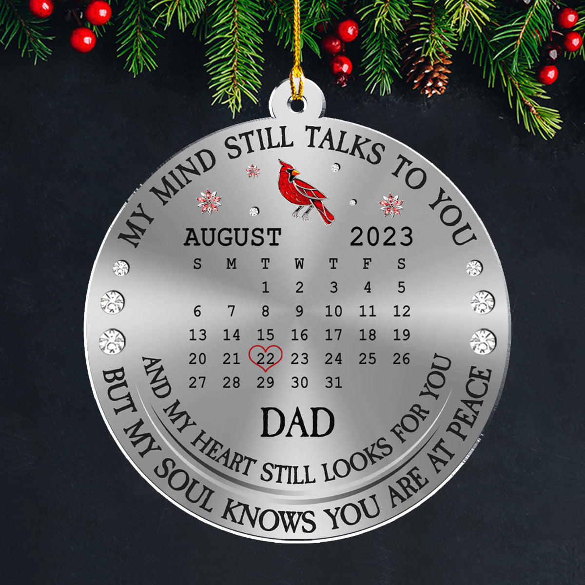 Custom Memorial Christmas Ornament, Sympathy Keepsake •  Shining From Heaven - Personalized Acrylic Ornament