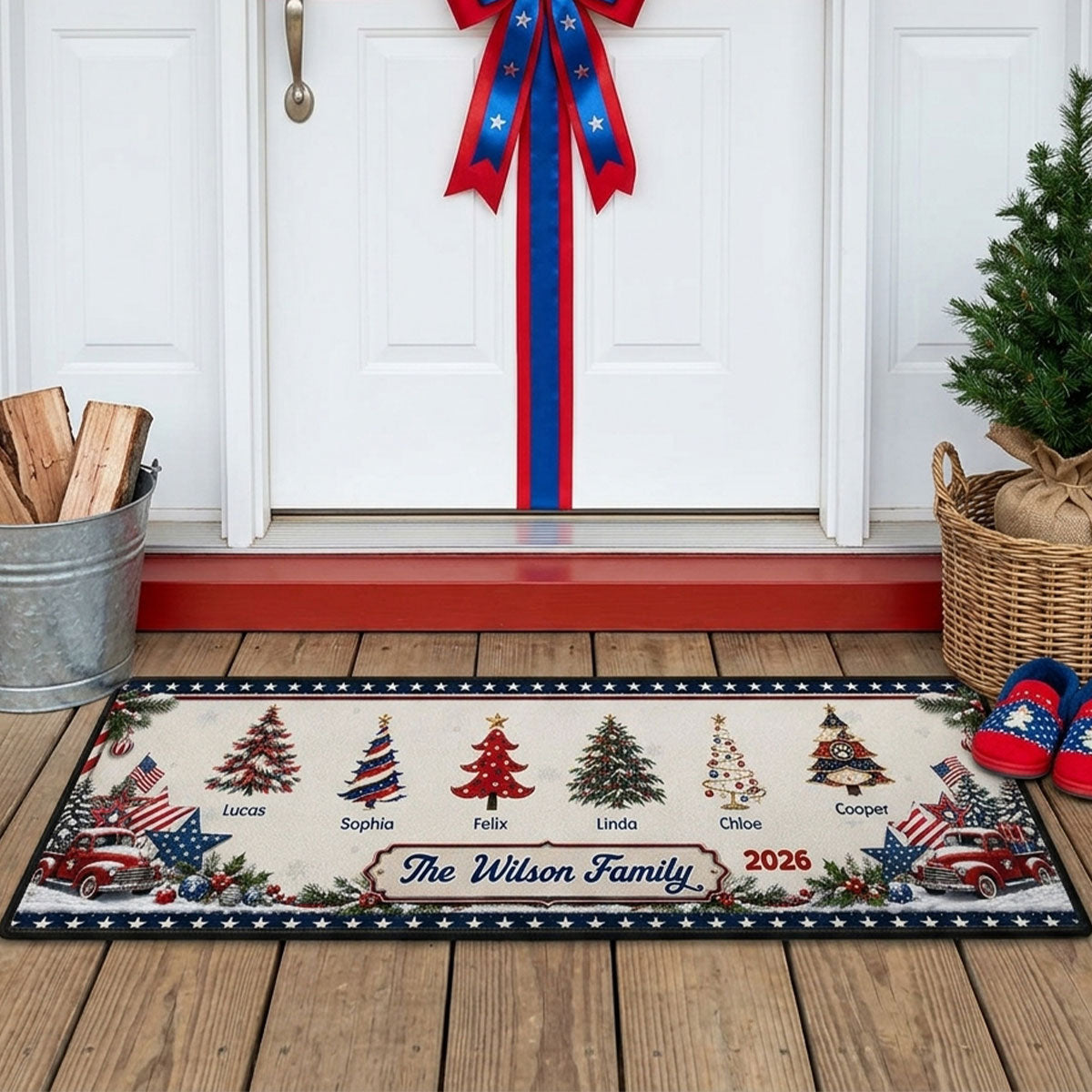 Custom Family Name Christmas Rug, Holiday Gift For Family Members • Christmas Family - Personalized Runner Rug