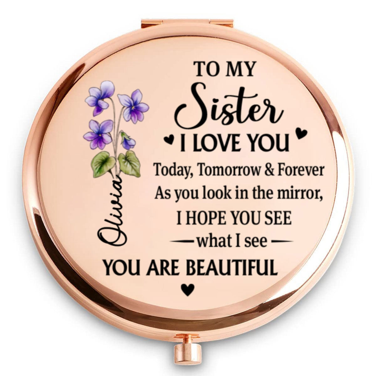 Beautiful Sister Inside And Out - Personalized Compact Mirror