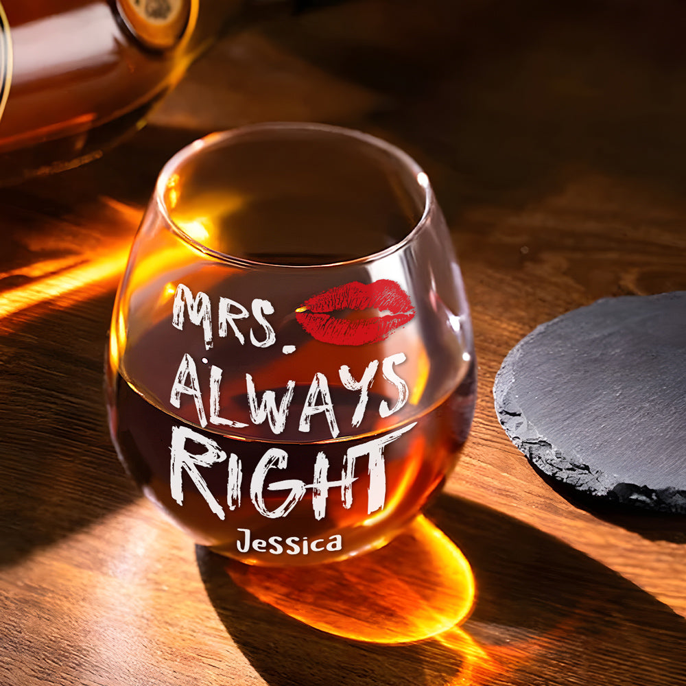 Mr And Mrs Right - Personalized Wine Glass