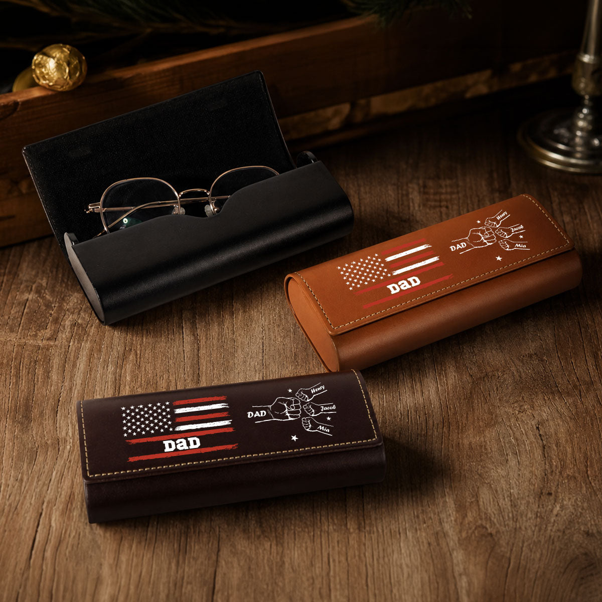 Papa Forever - Personalized Leather Eyeglass Case