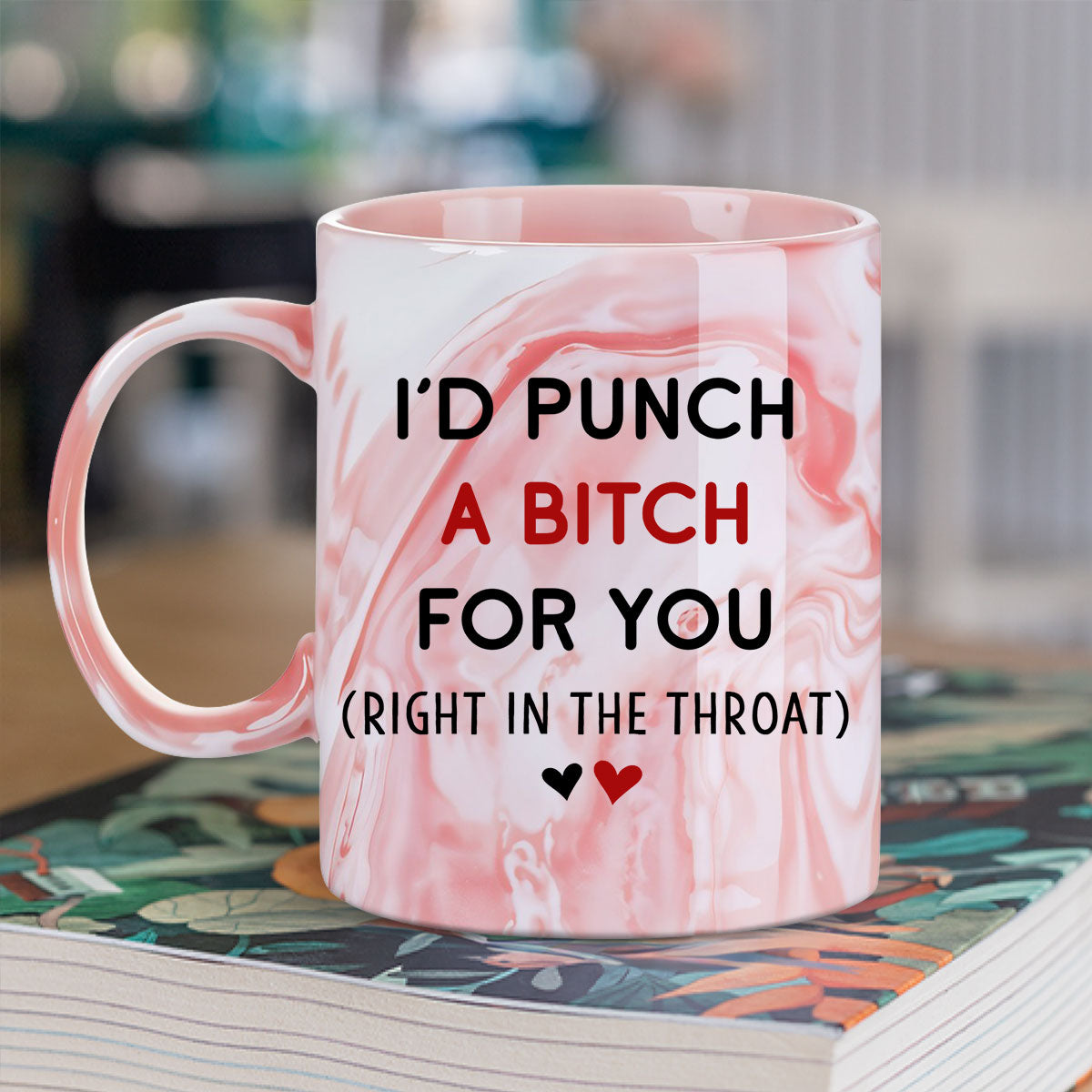 Custom Best Friend, Christmas & Birthday Friendship Keepsake Gift • Lovely Besties - Personalized Pink Marble Mug