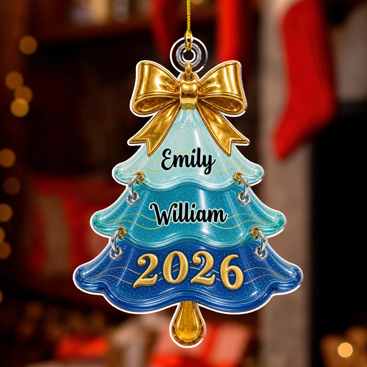 Custom Keepsake Christmas Ornament •  Family Christmas Tree - Personalized Acrylic Ornament