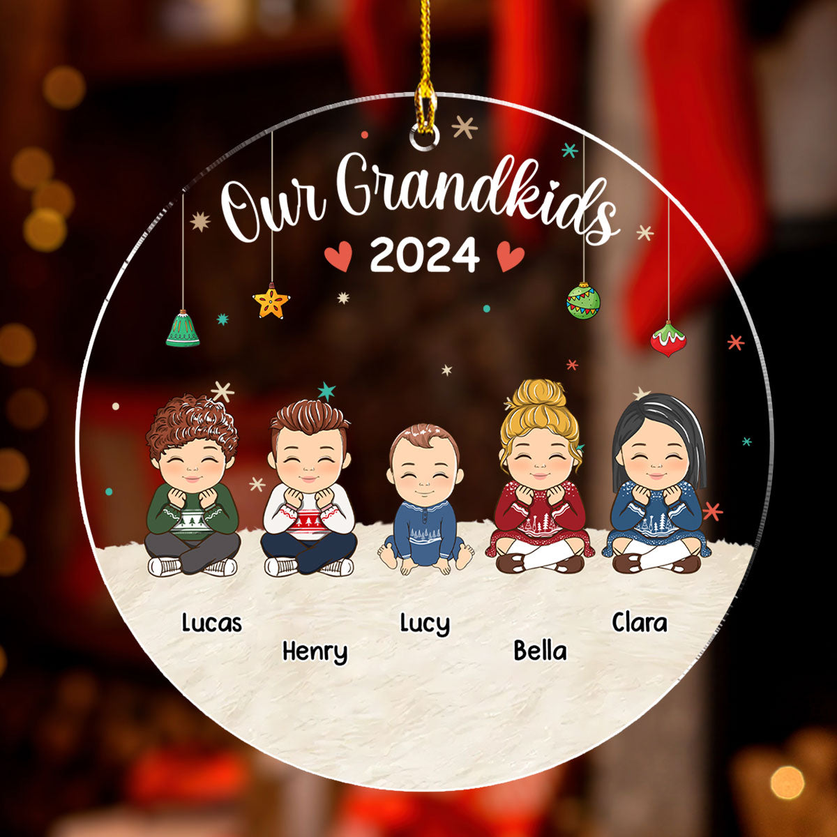 Custom Keepsake Christmas Ornament •  Our Grandkids Christmas - Personalized Acrylic Ornament