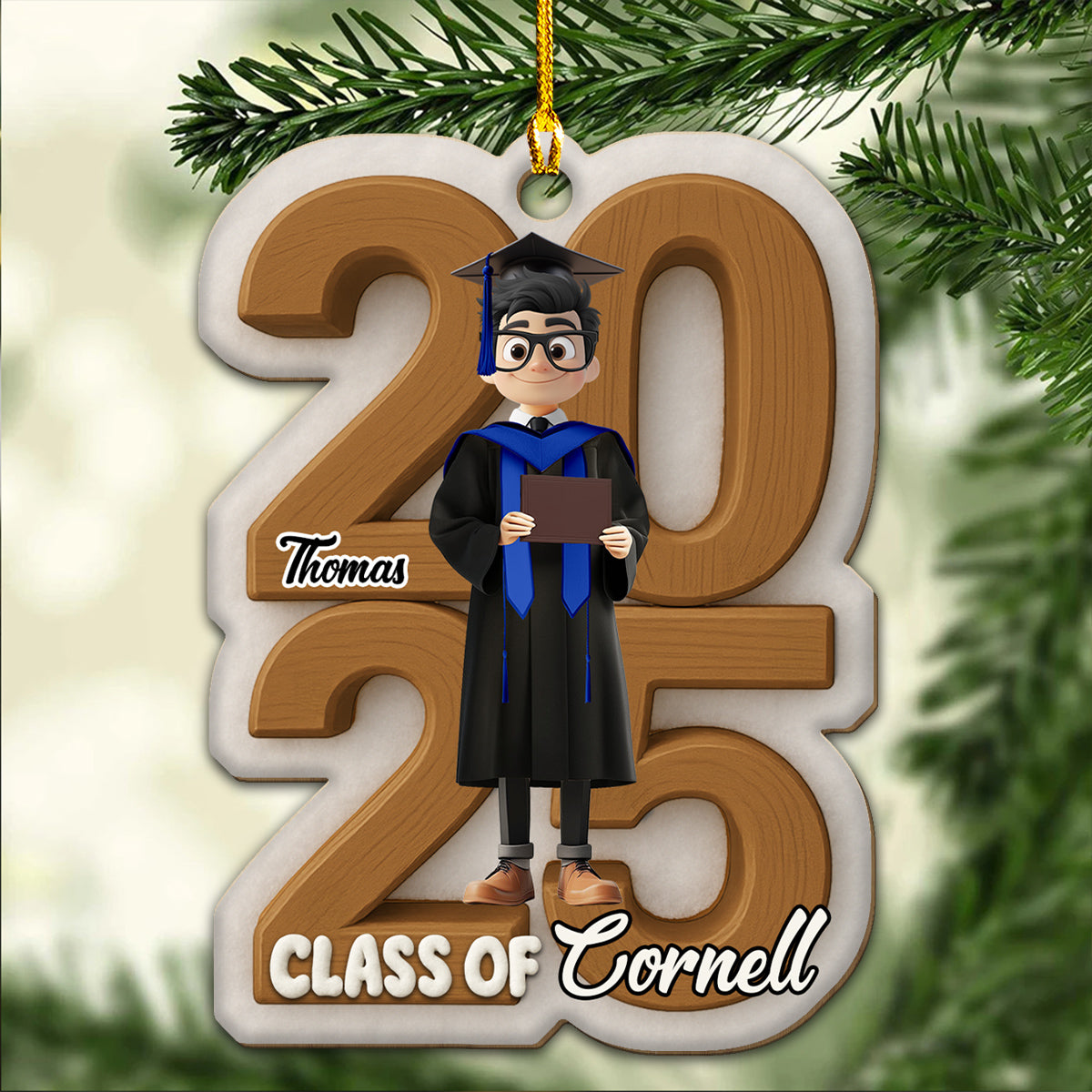 Custom Family Ornament, Christmas Gift for Family Members •  Graduated This Year - Personalized 3D Effect Wood Ornament