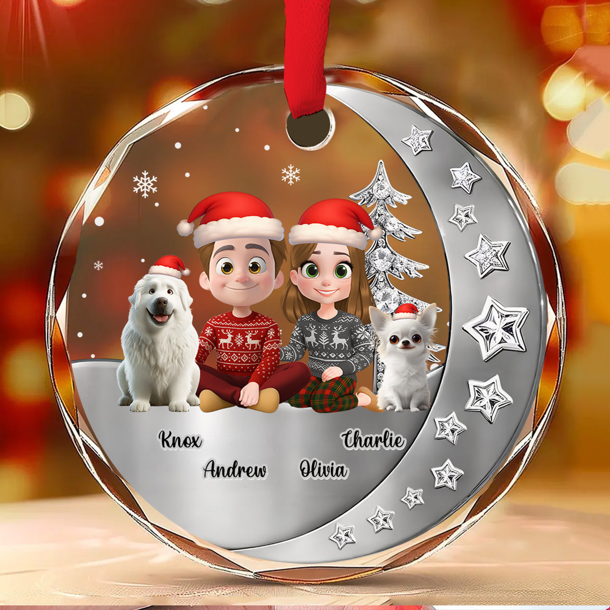 Custom Keepsake Christmas Ornament •  Beside Each Other - Personalized 3D Effect Glass Ornament