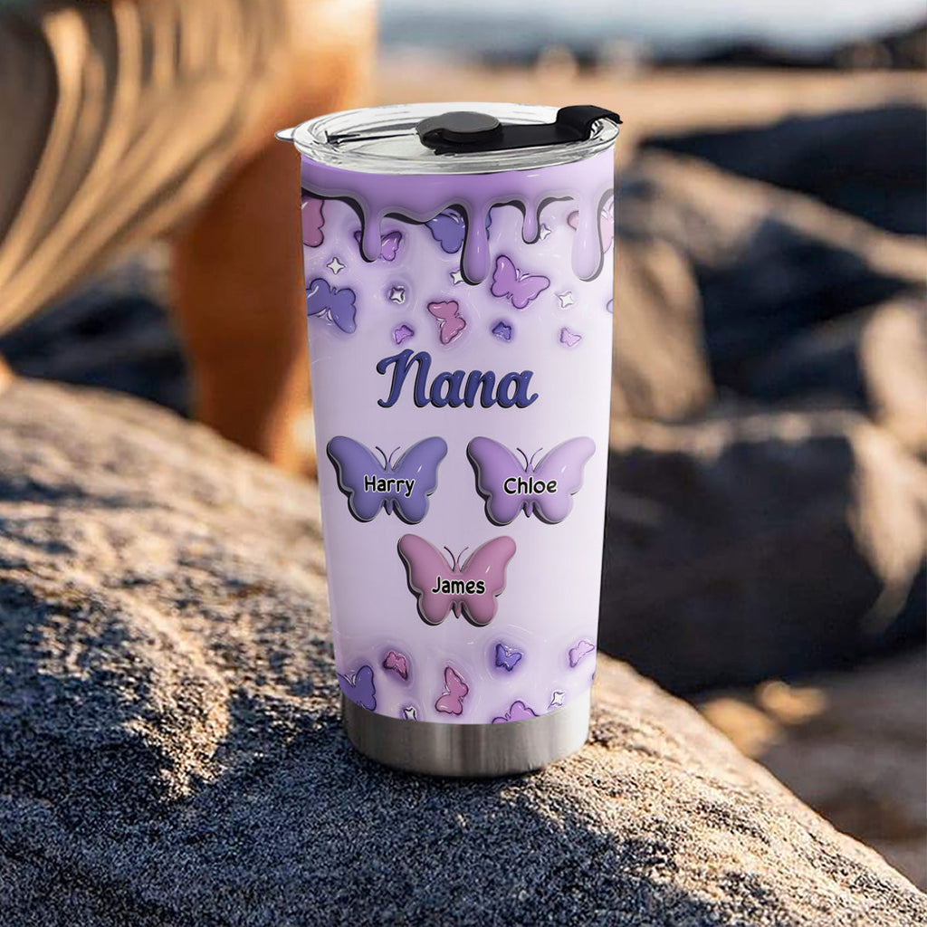 Custom Christmas Birthday Gifts For Grandma • Grandma And Grandkid - Personalized 3D Inflated Effect Tumbler