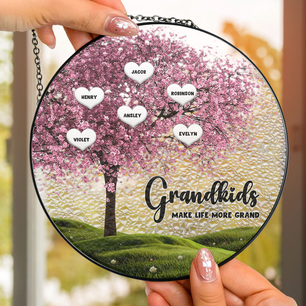 Custom Name Grandma Hanging Decor, Mother's Day Birthday Gifts • Grandma Life - Personalized Window Hanging Suncatcher