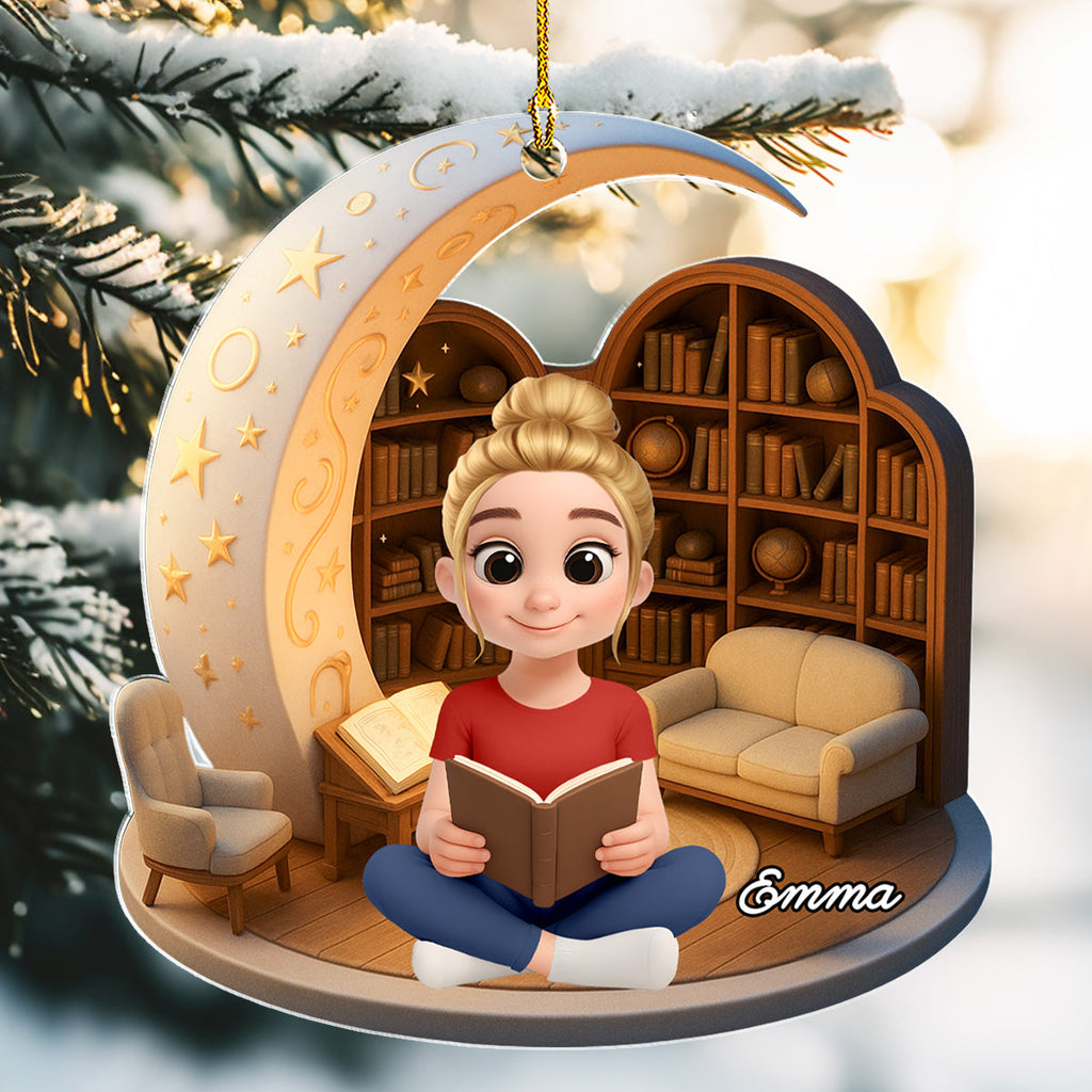 Custom Keepsake Christmas Ornament •  A Girl Loves Her Book - Personalized Acrylic Ornament
