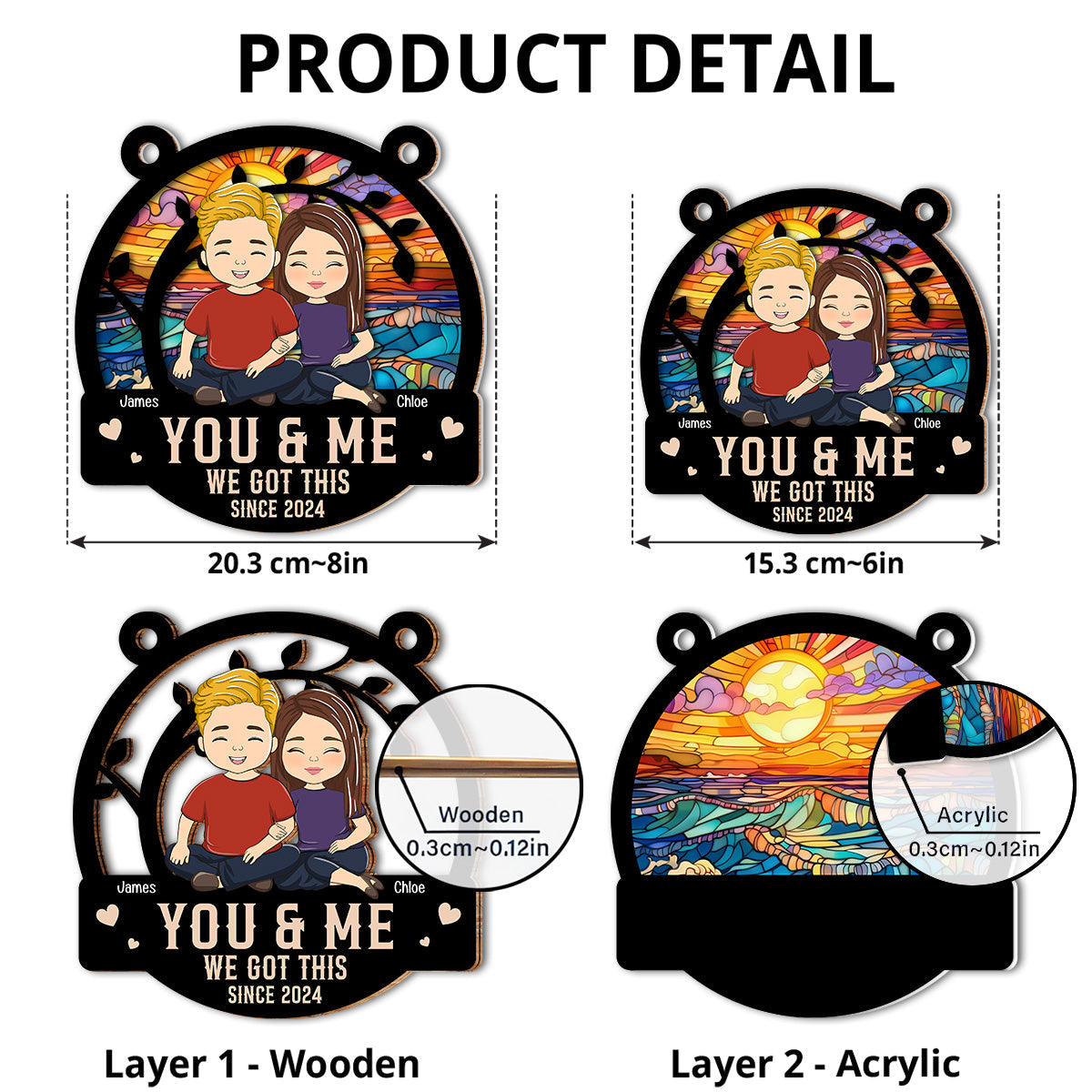 Custom Couple Hanging Decor, Anniversary Valentine's Day Gifts • Always Love - Personalized Suncatcher