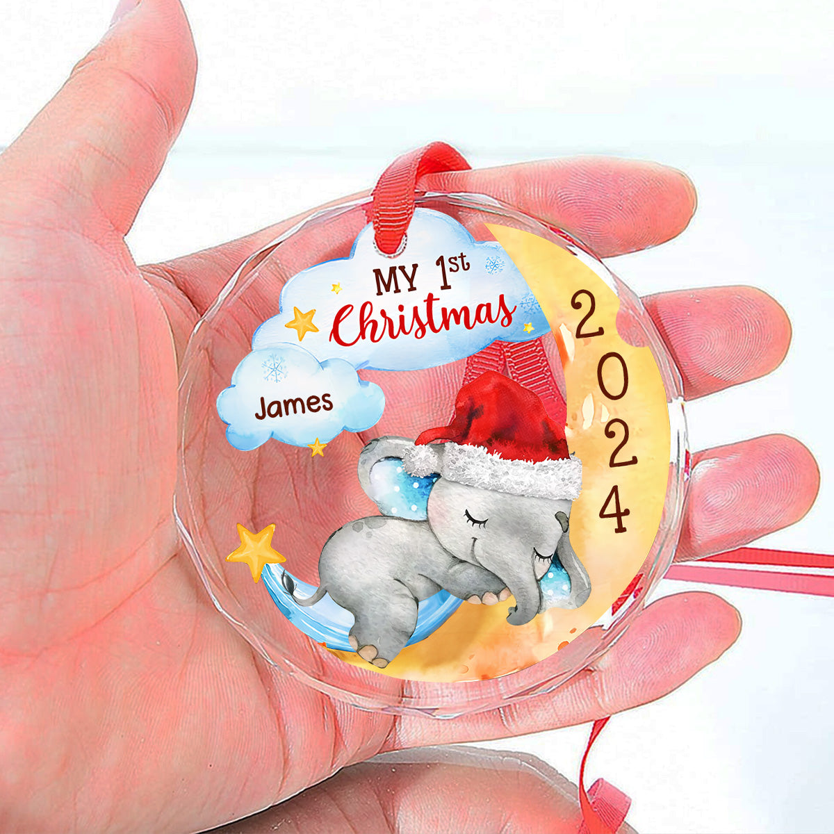 Custom Baby First Christmas Ornament for New Parents •  1st Christmas Of Baby - Personalized Glass Ornament