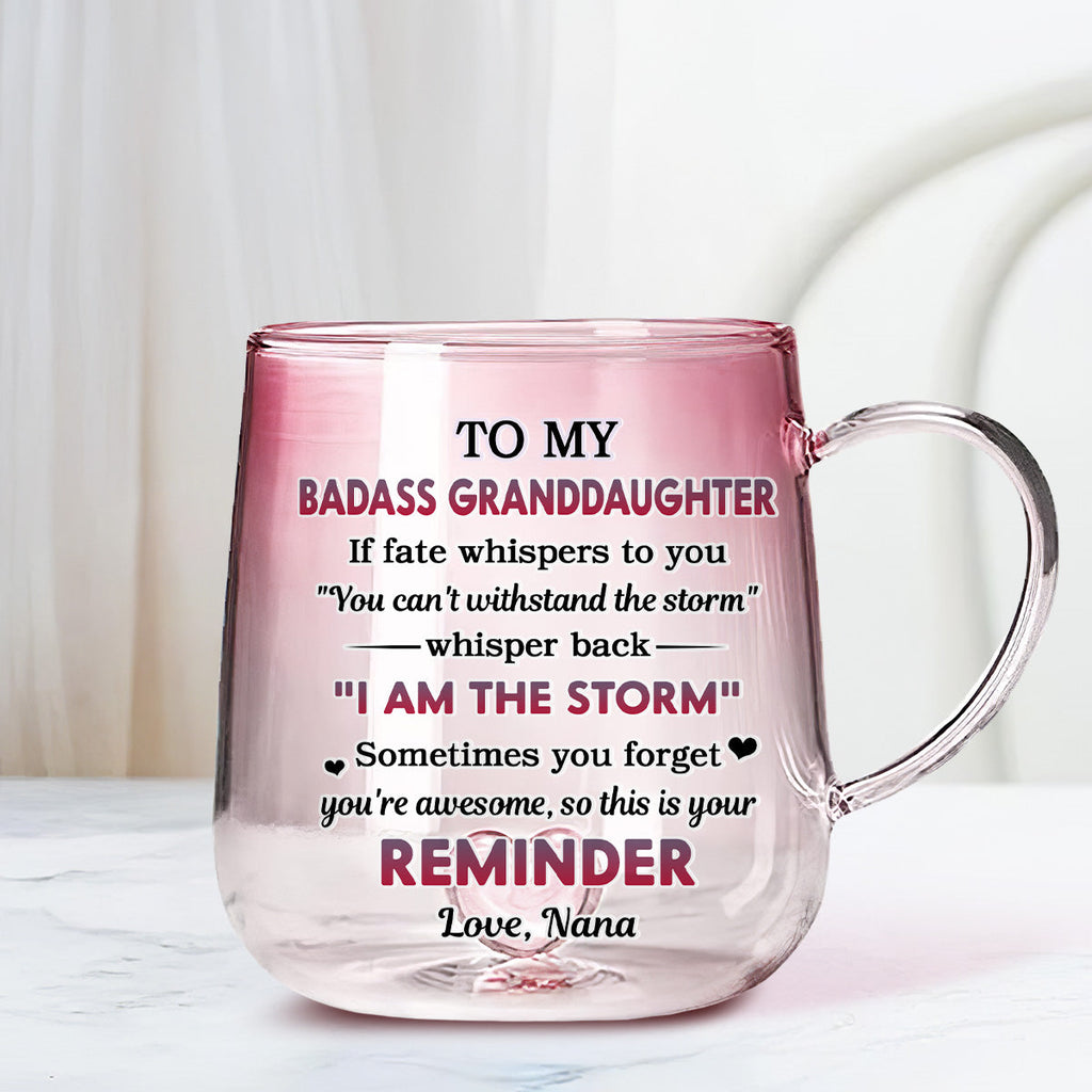 Custom Christmas & Birthday Gift for Daughter • My Brave Granddaughter - Personalized Pink Gradient Glass Mug