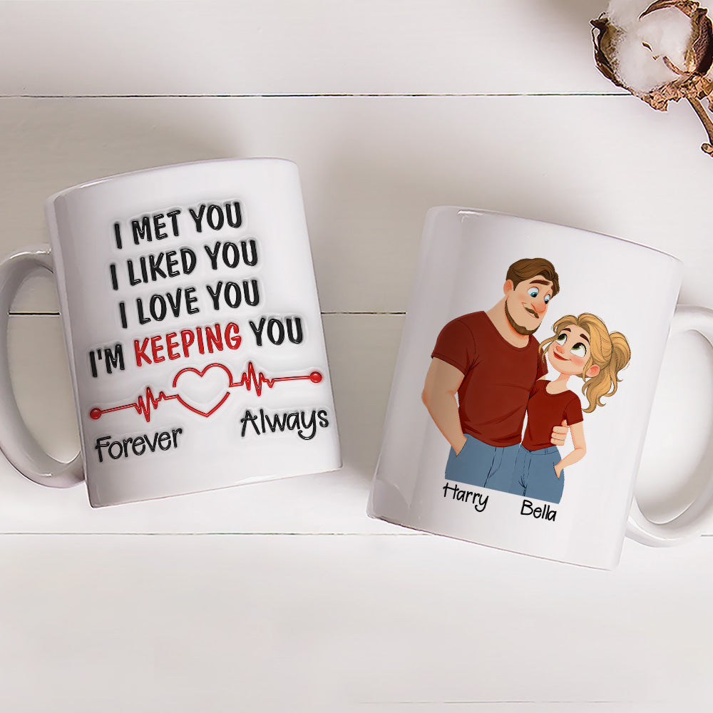 Custom Anniversary Keepsake Gifts For Couple • Keeping You Always - Personalized 3D Inflated Effect Mug