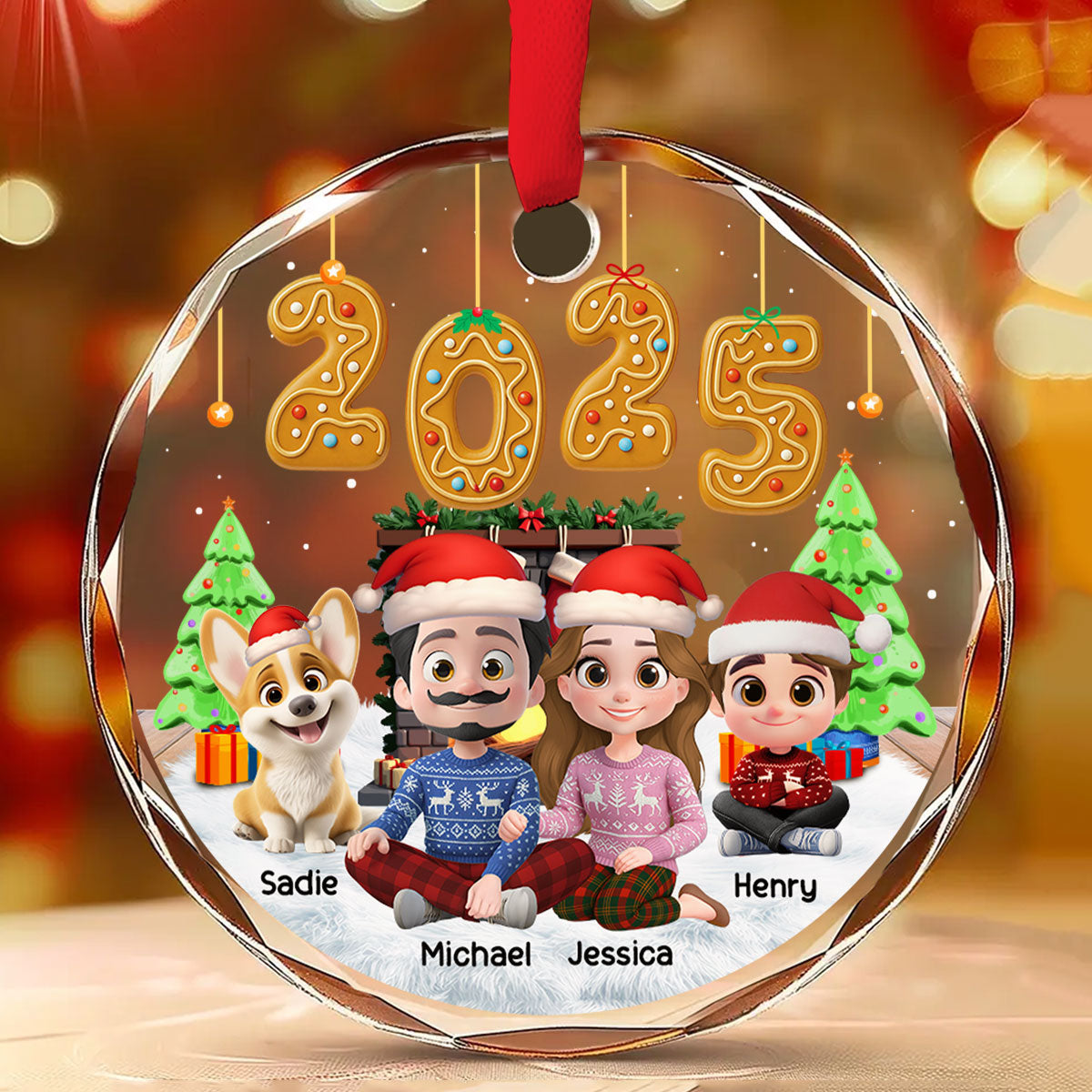 Custom Family Ornament, Christmas Gift for Family Members •  Family Of The Year - Personalized Glass Ornament