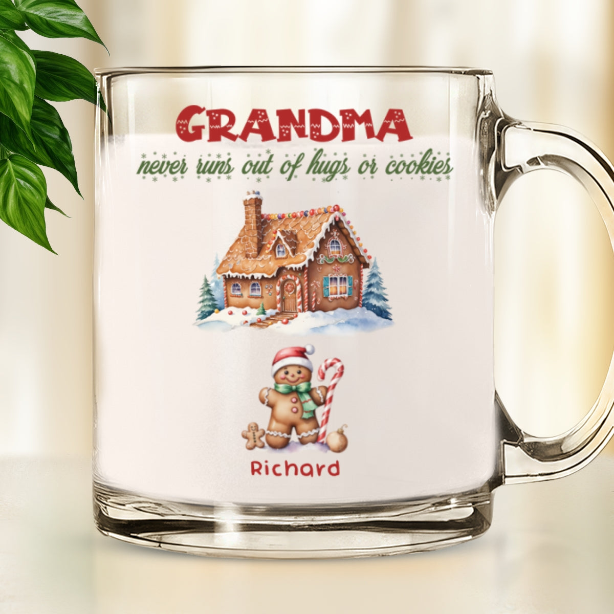 Custom Christmas & Birthday Gift For Grandma • Grandma Never Run Out of Cookies - Personalized Glass Mug