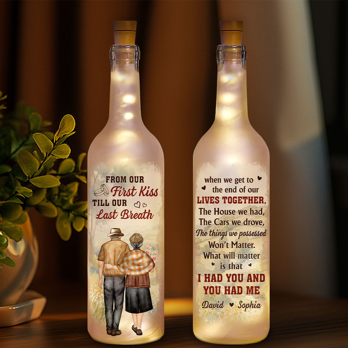 I Had You And You Had Me Husband Wife - Personalized Bottle Lamp