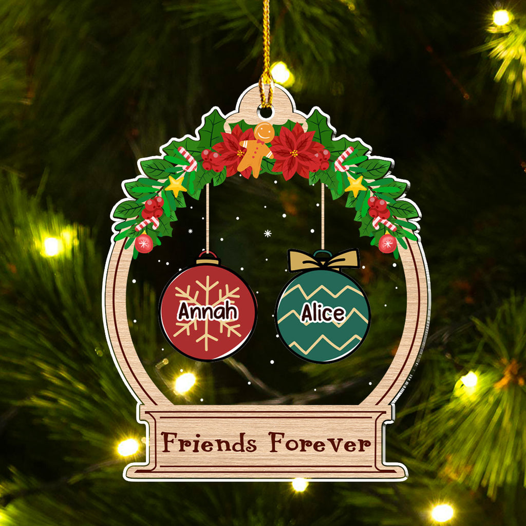 Custom Friendship Christmas Ornament, Best Friend Gift •  Friend Forever Merry Christmas - Personalized Acrylic Ornament