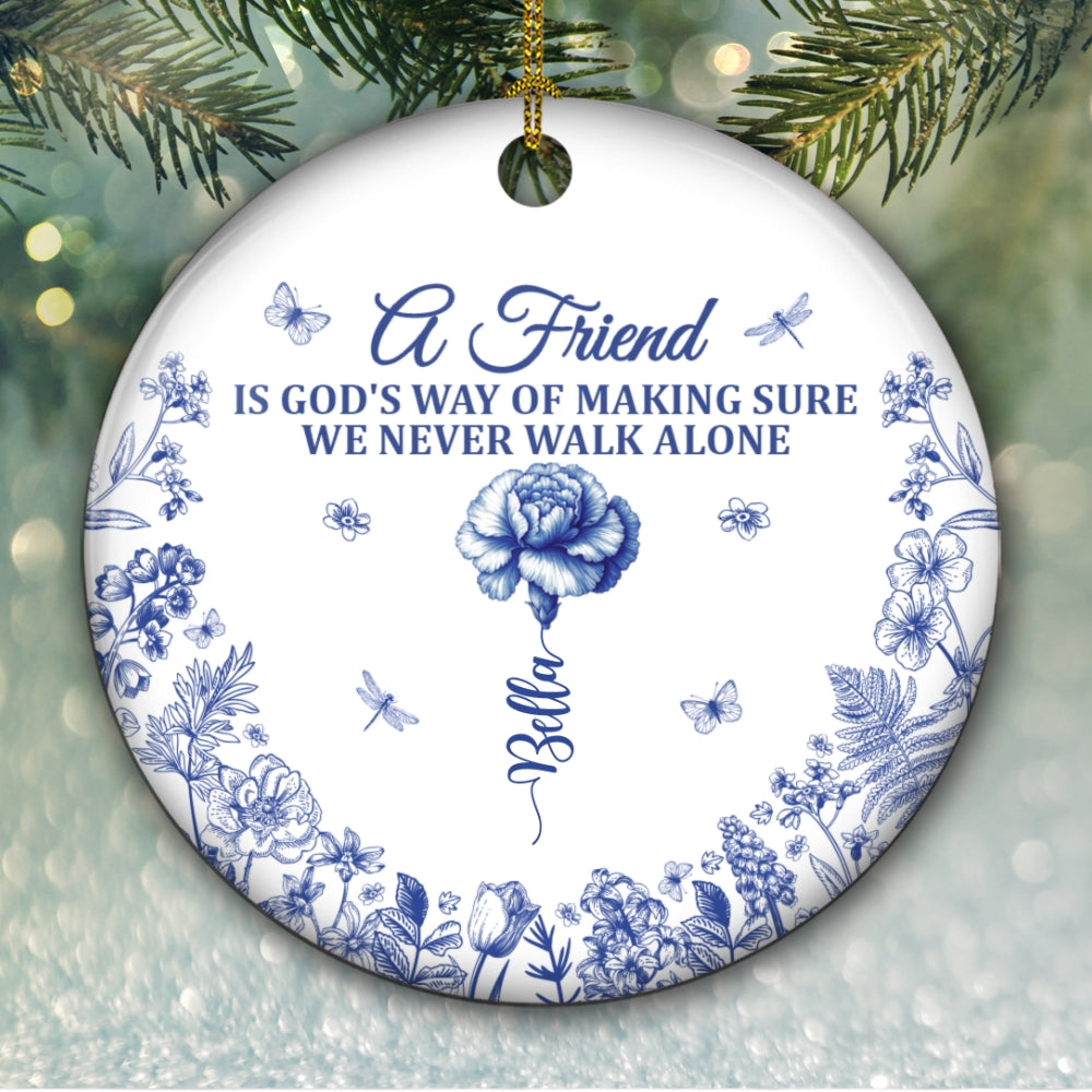 Custom Sister Christmas Ornament •  Never Walk Alone - Personalized Ceramic Ornament