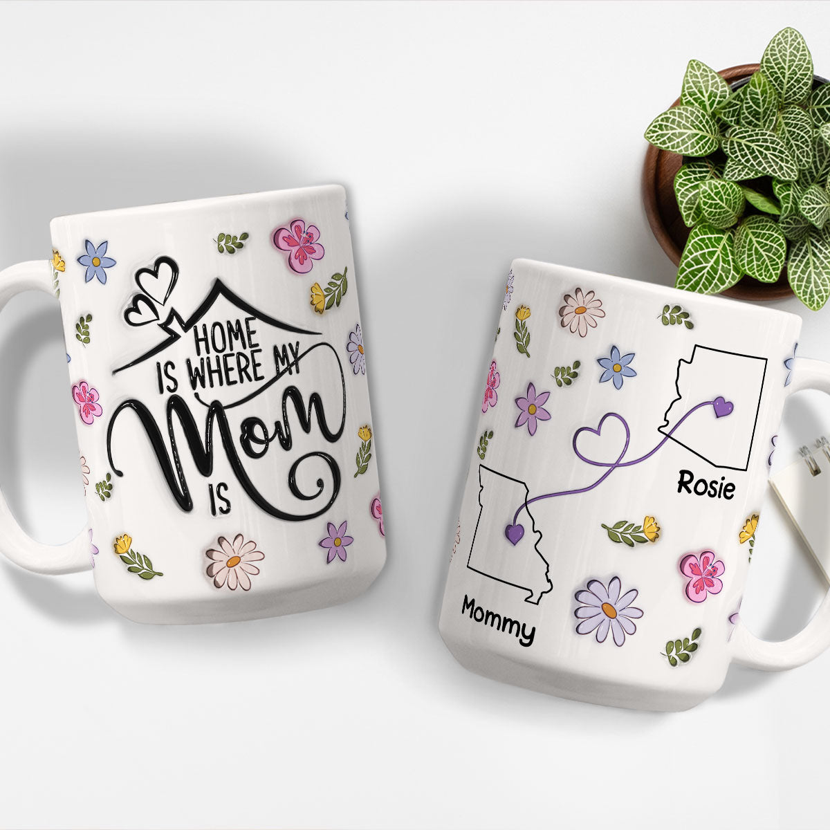Custom Mother's Day Gift for Mom & Grandma • My Mom Is My Home - Personalized 3D Inflated Effect Mug