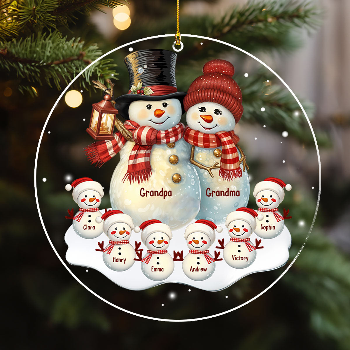 Custom Keepsake Christmas Ornament •  Grandparents With Grandkids - Personalized Acrylic Ornament