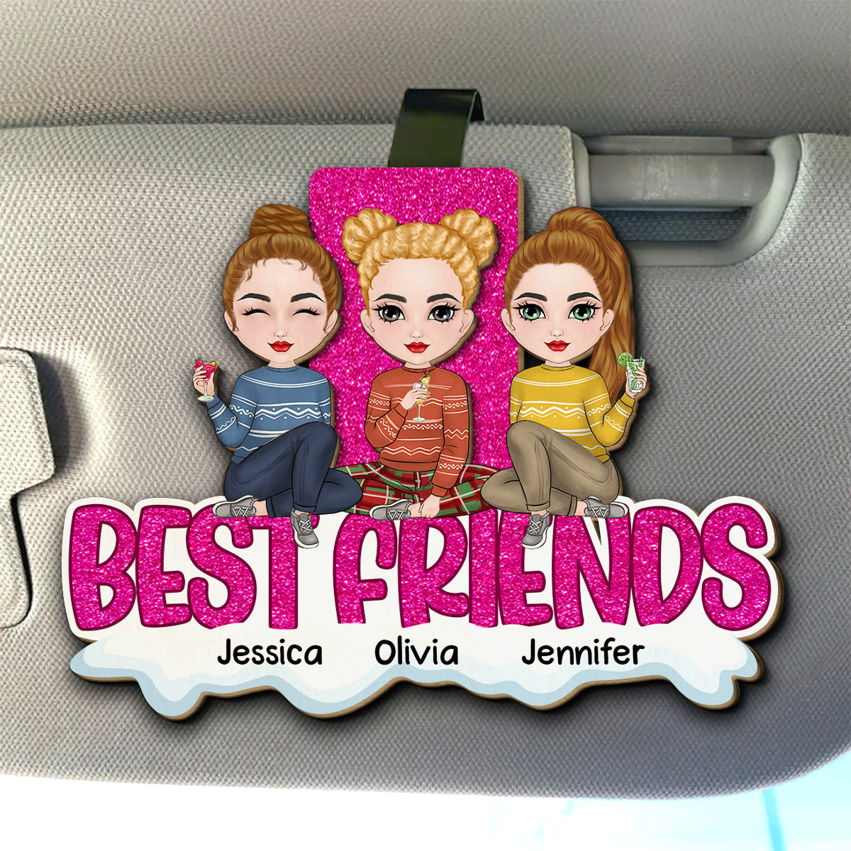 Bestie Together Version 2 - Personalized Car Visor Clip