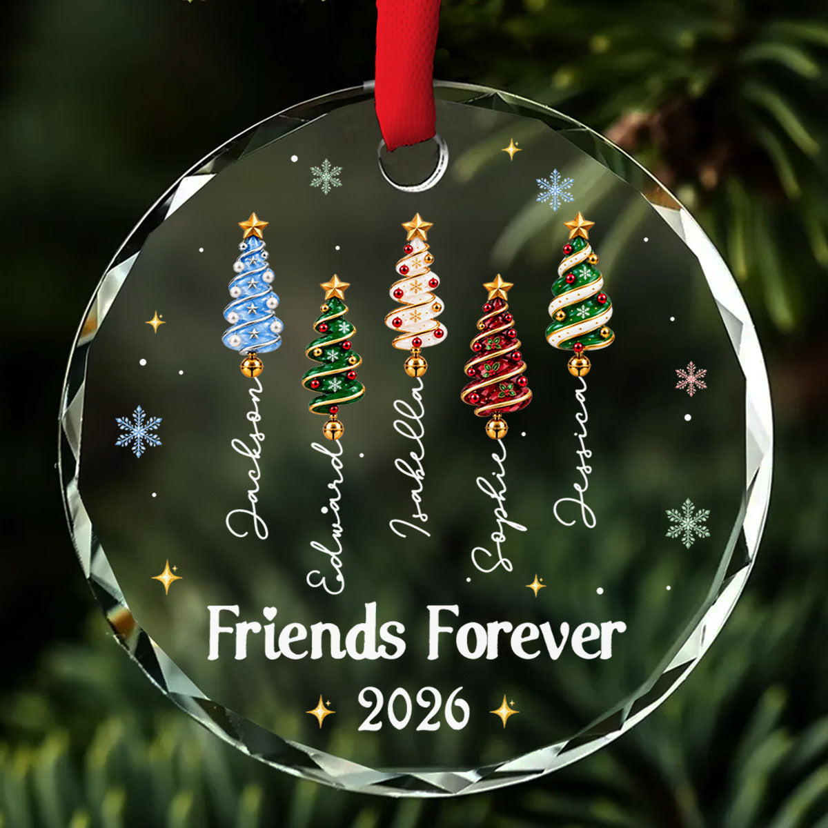 Custom Sister Christmas Ornament •  Best Sisters Forever - Personalized Glass Ornament