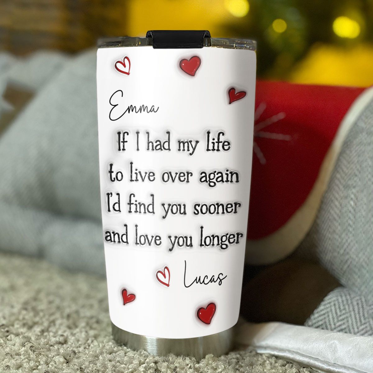 Custom Christmas Anniversary Gifts For Wife • Love You Longer - Personalized 3D Inflated Effect Tumbler