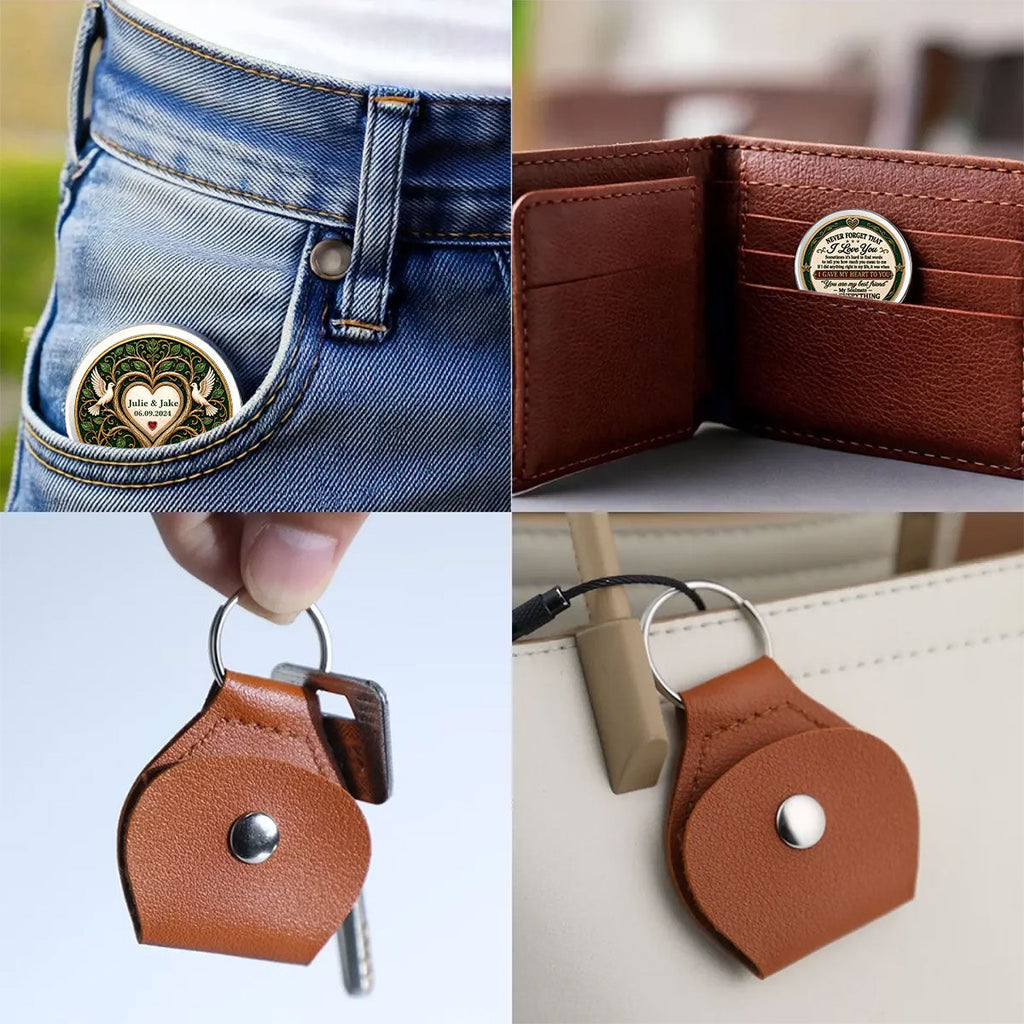 Custom Coin Keychain, Mother's Father's Day Birthday Gift Keepsake • Holding Onto Forever With You - Personalized Pocket Hug