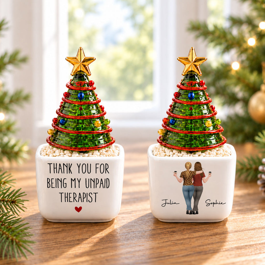 My Unpaid Therapist - Personalized Glass Christmas Tree