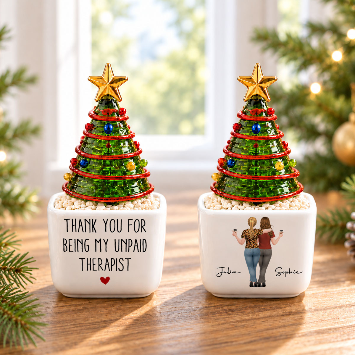My Unpaid Therapist - Personalized Glass Christmas Tree