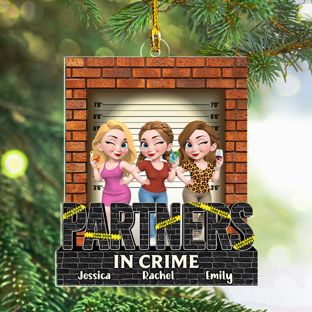 Custom Friendship Christmas Ornament, Best Friend Gift •  Partners In Crime - Personalized Acrylic Ornament