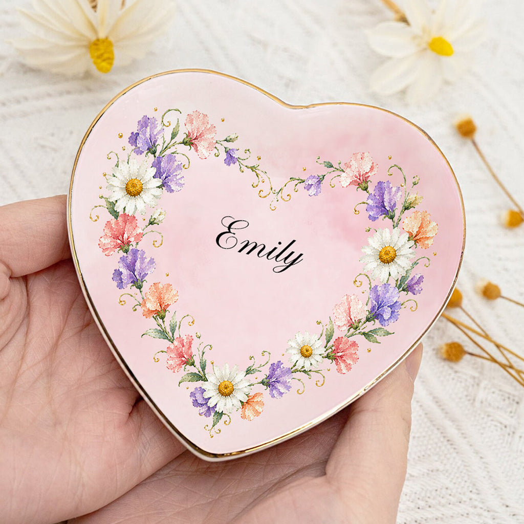 Custom Bestie Trinket Dish, Birthday Christmas Gift For Best Friend • Blooming Season - Personalized Jewelry Dish