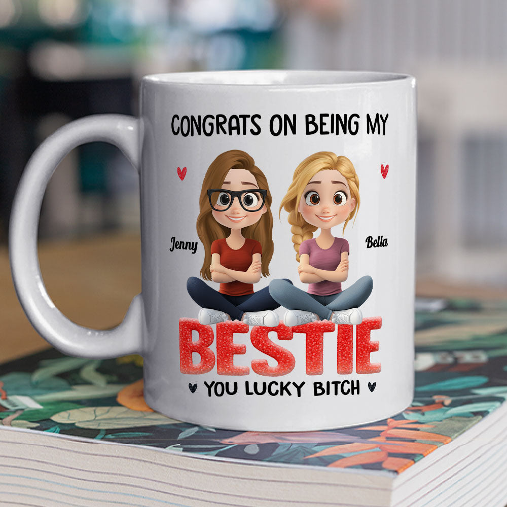 Custom Best Friend, Christmas & Birthday Friendship Keepsake Gift • You Are So Lucky - Personalized Coffee Mug