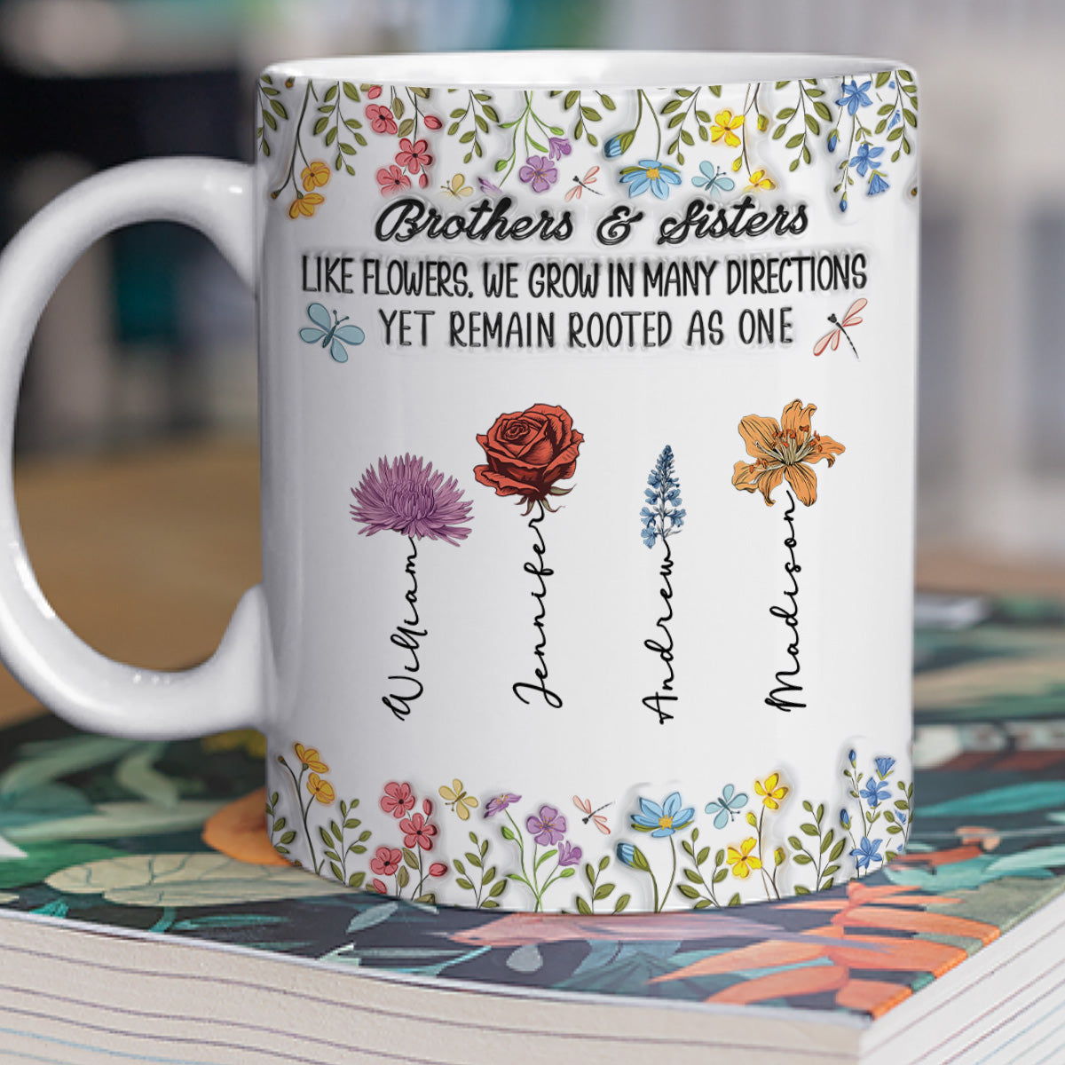 Custom Christmas & Birthday Gift for Brother & Sister • Growing Apart Yet Always Connected - Personalized 3D Inflated Effect Coffee Mug