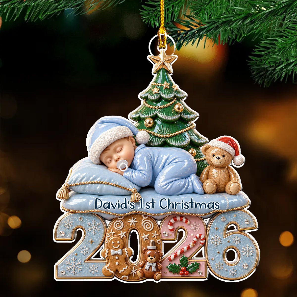 Custom Baby First Christmas Ornament for New Parents •  First Christmas Baby - Personalized Acrylic Ornament