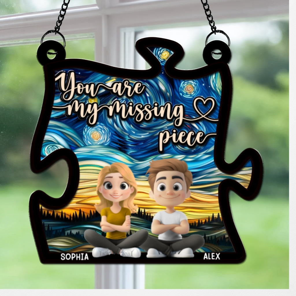 Custom Couple Hanging Decor, Anniversary Valentine's Day Gifts • You Are My Missing Piece - Personalized Suncatcher