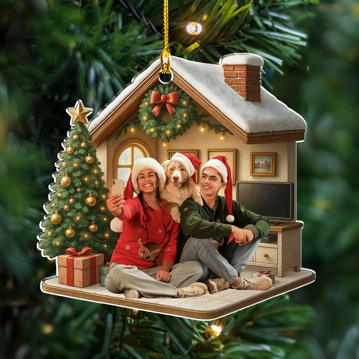 Custom Photo Keepsake Christmas Ornament • Under One Roof Photo - Personalized 3D Effect Acrylic Ornament