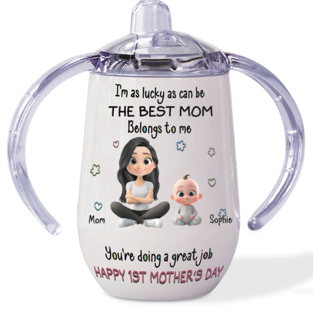 I Am Lucky - Personalized Sippy Cup With Handles