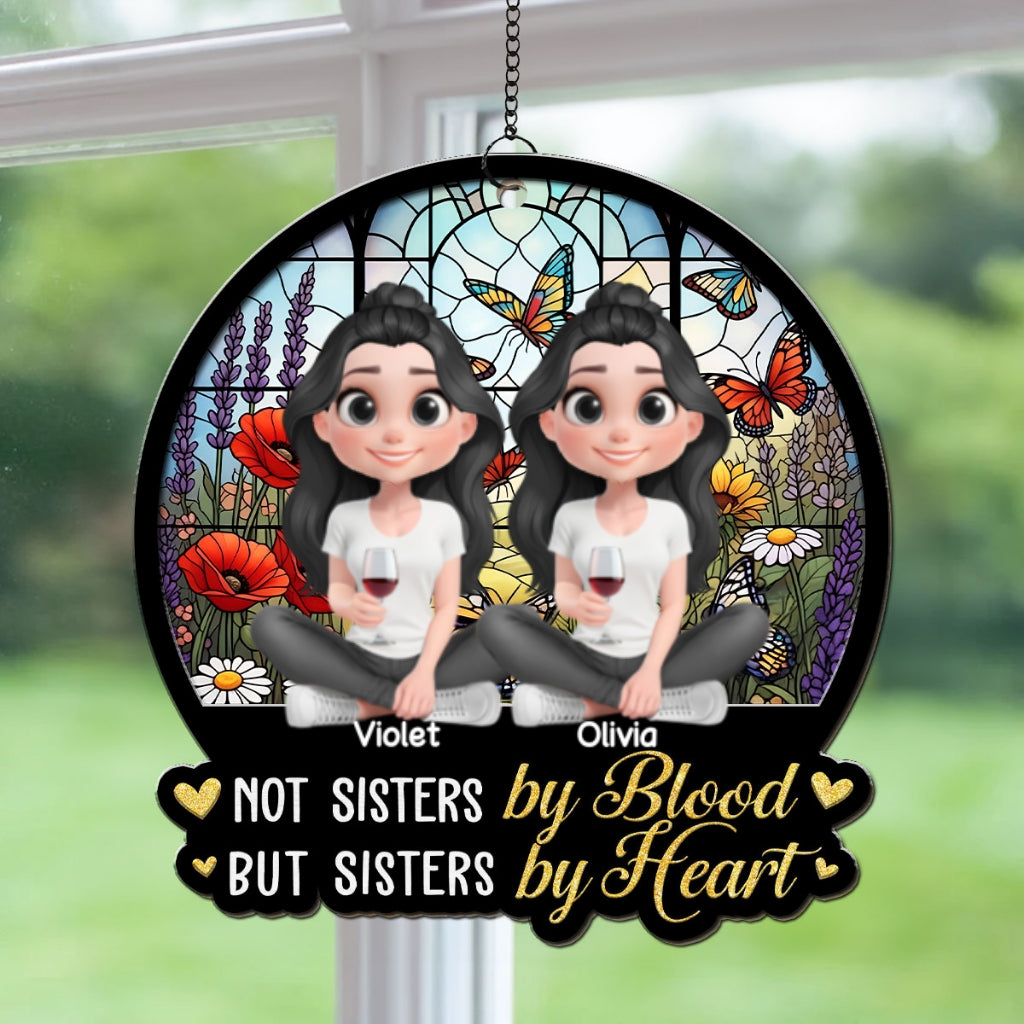 Custom Best Friend Hanging Decor, Friendship Birthday Gifts • Sisters By Heart - Personalized Suncatcher