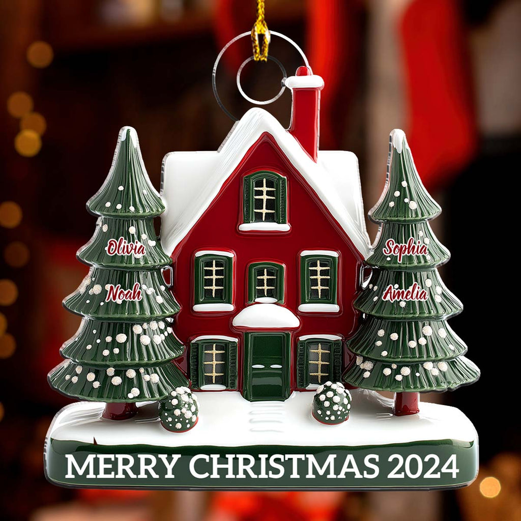 Custom Family Ornament, Christmas Gift for Family Members •  Family Christmas House Version 2 - Personalized Acrylic Ornament