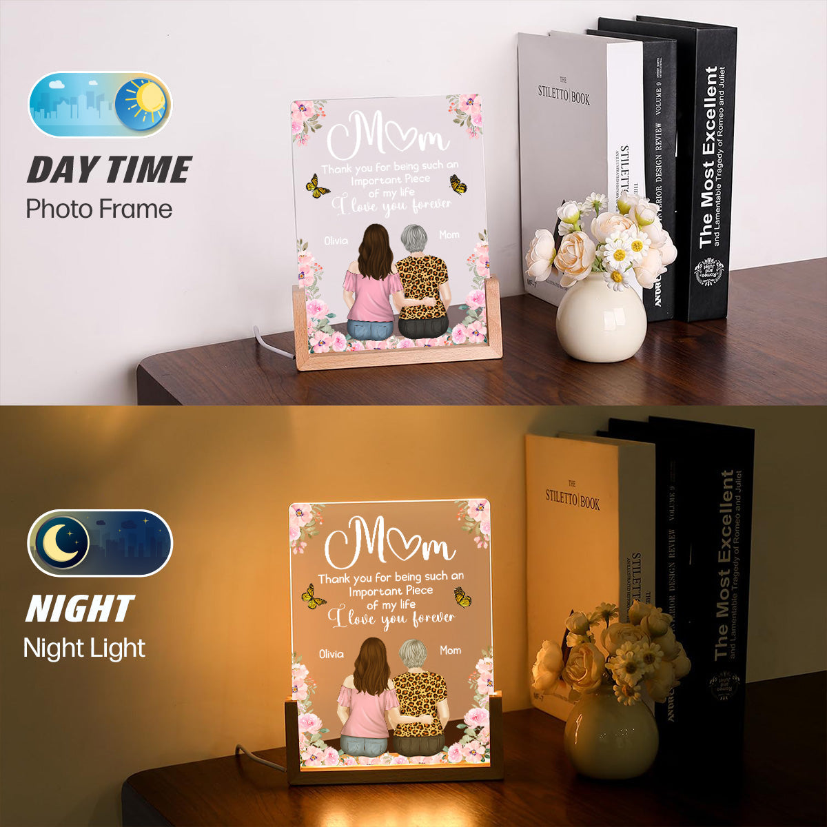 Custom Gift for Mom Grandma, Mother's Day Birthday • Mother And Daughter - Personalized Night Light