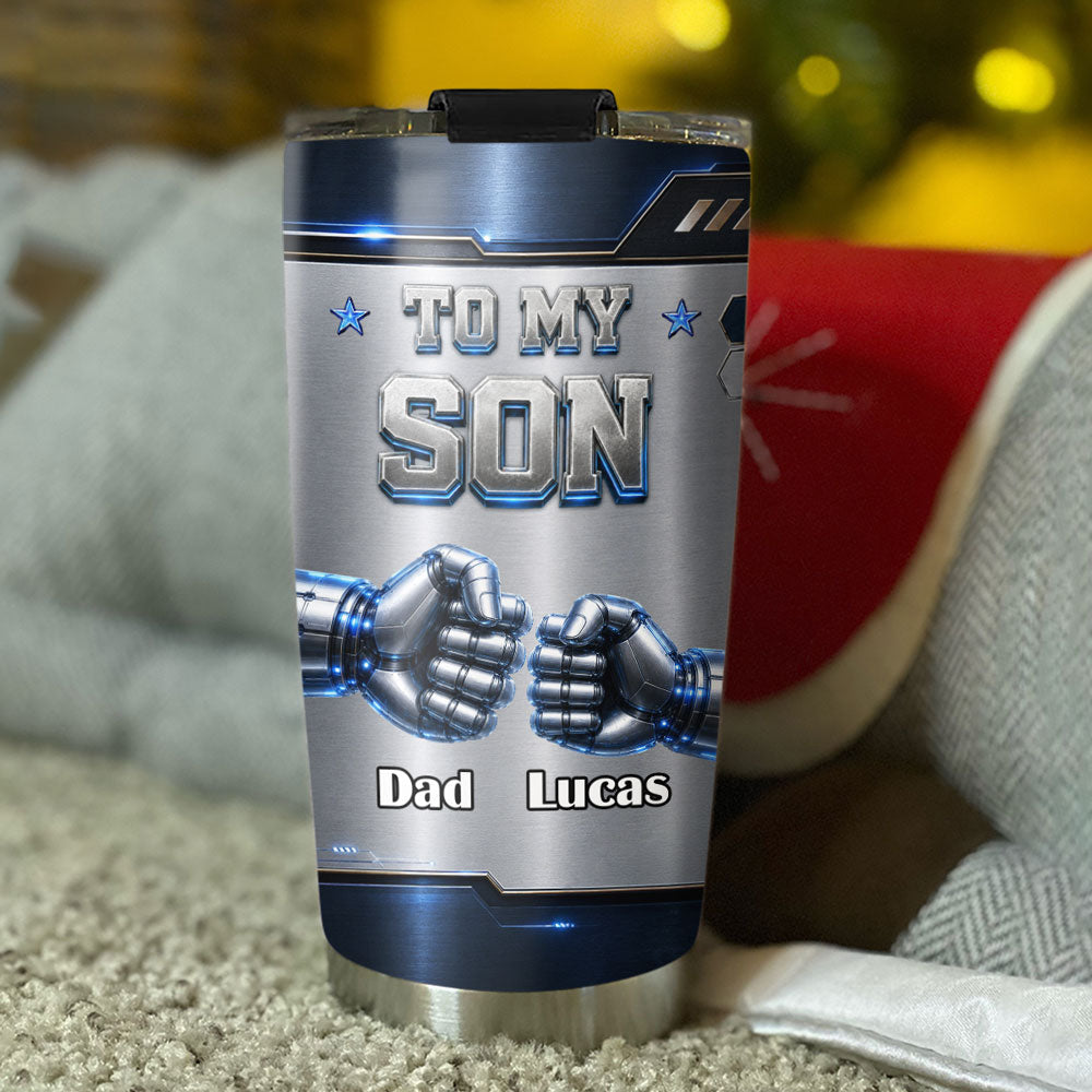 Custom Christmas Birthday Gifts For Son • Strong Bond - Personalized 3D Effect Tumbler