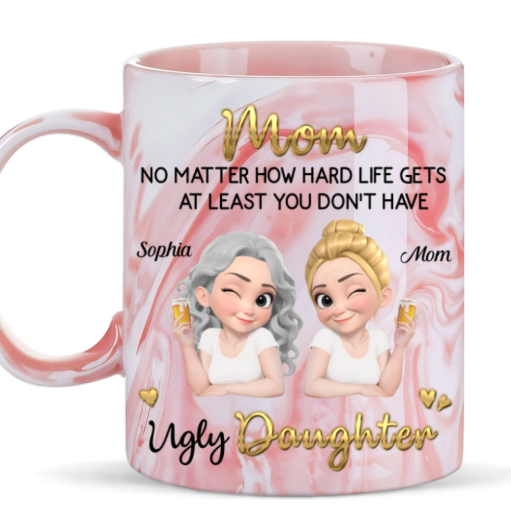 Custom Mother's Day Gift for Mom & Grandma • At Least - Personalized Pink Marble Mug