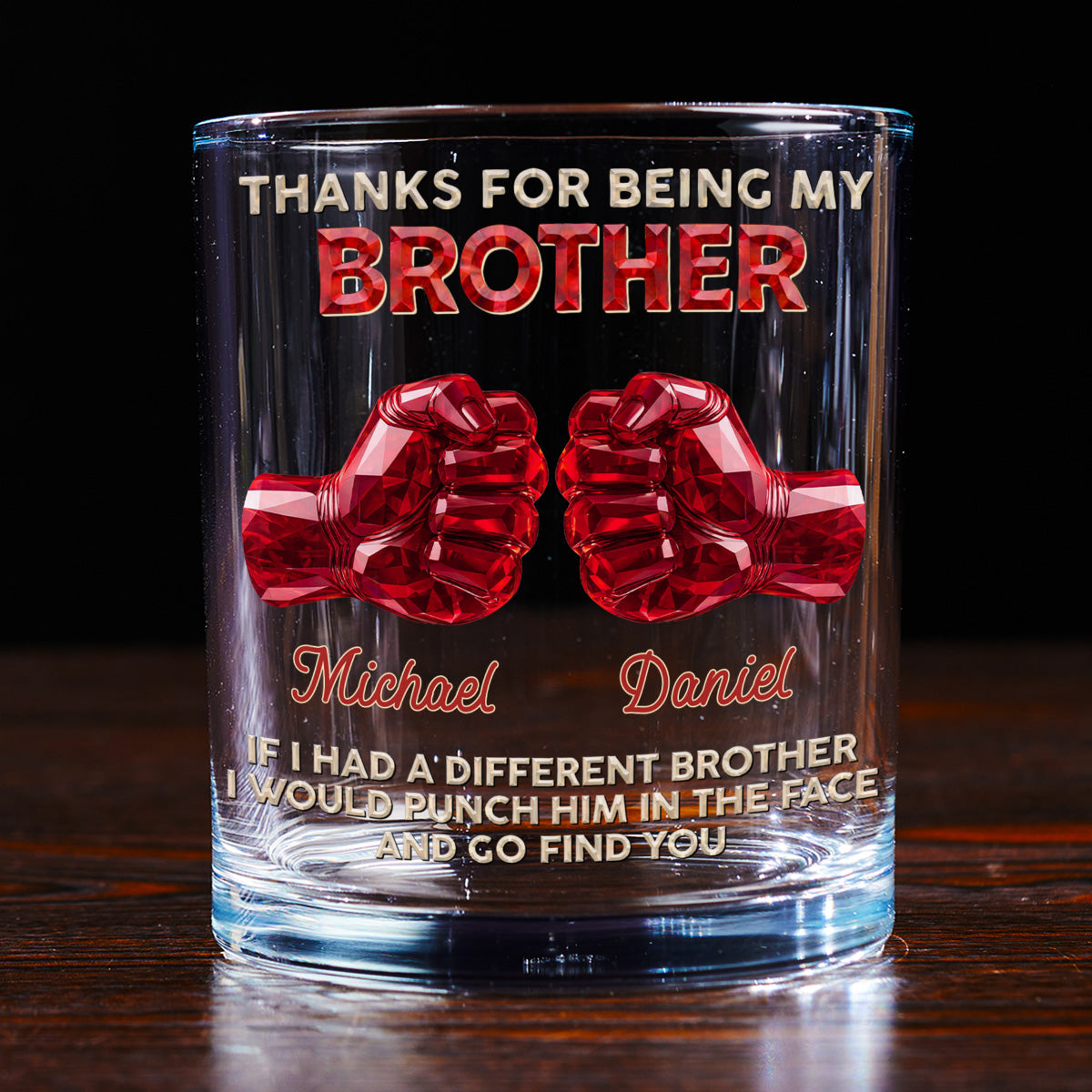 Custom Christmas Birthday Drinkware Gifts for Brother • Punch Him And Find You- Personalized Whiskey Glass
