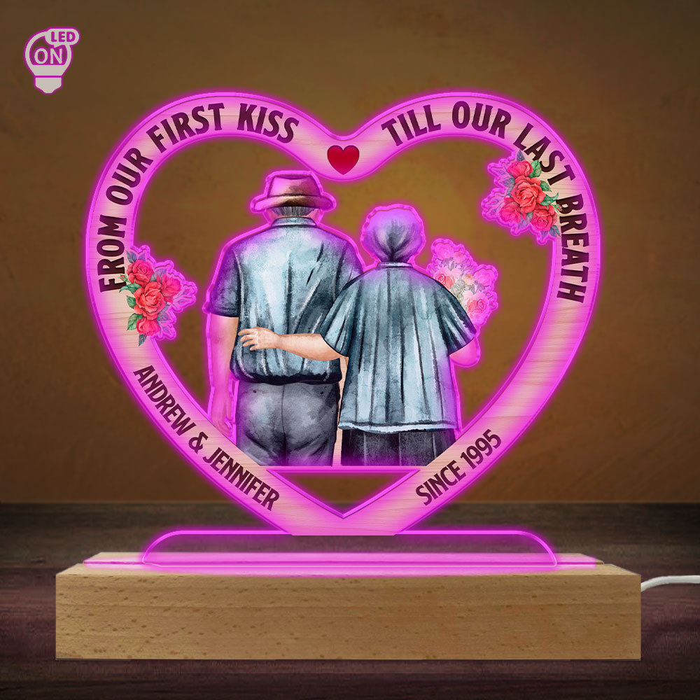 Custom Couple Gift for Anniversary, Valentine's Day, Christmas • First Kiss - Personalized LED Light